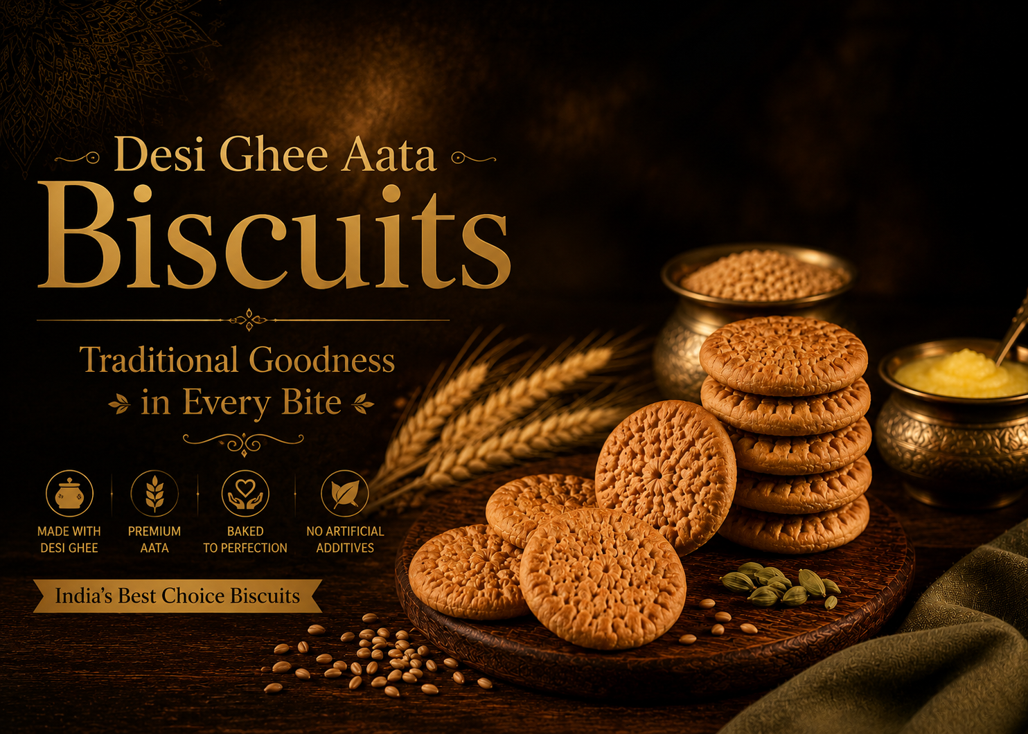 Pure Desi Ghee Aata Biscuits