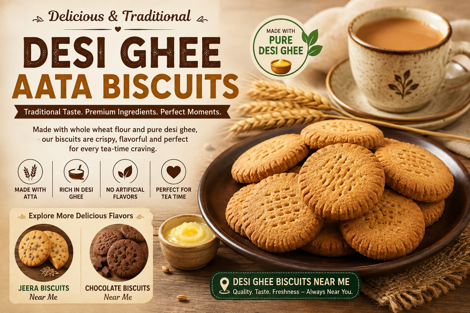 Desi Ghee Aata Biscuits
